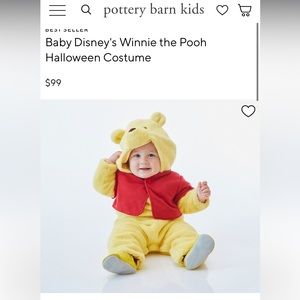 Pottery Barn Kids Disney's Winnie the Pooh Baby Costume with hunny treat bag!